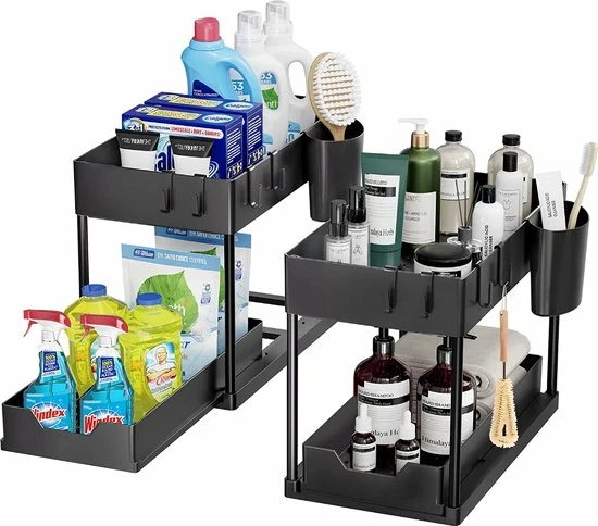 A.K.A. Onder Gootsteen Opbergrek Set Van 2 - Multifunctionele Organizer Voor Keuken - 2-Laags Uitschuifbaar Onder Kastmandlade - Organizer Bakjes - Organizer Keukenkast 40x22x31cm - Uitschuifbare L 3 A.K.A. Onder Gootsteen Opbergrek Set Van 2 - Multifunctionele Organizer Voor Keuken - 2-Laags Uitschuifbaar Onder Kastmandlade - Organizer Bakjes - Organizer Keukenkast 40x22x31cm - Uitschuifbare L