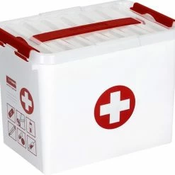 Sunware - Q-line EHBO Doos Met Inzet 9L Wit Rood - 30 X 20 X 22 Cm