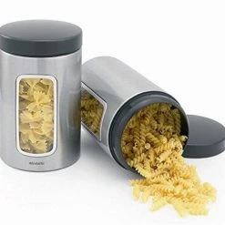 Brabantia Voorraadbus - 1,4 L - Matt Steel Fingerprint Proof / Matt Black Deksel - Met Venster -BISSELL-Winkel 550x486 4