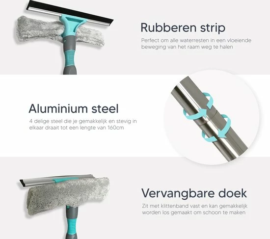 Whipex Sweeper Raamwisser Met Telescoopsteel - 160cm Ruitenreiniger Ramenwasser 7 Whipex Sweeper Raamwisser Met Telescoopsteel - 160cm Ruitenreiniger Ramenwasser - Afbeelding 5