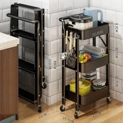 TammaT Inklapbare Keukentrolley - Keukentrolley Op Wieltjes - Serveerwagen - Keuken Trolley Metaal - Zwart - 89,5*44*30cm 18 TammaT Inklapbare Keukentrolley - Keukentrolley Op Wieltjes - Serveerwagen - Keuken Trolley Metaal - Zwart - 89,5*44*30cm -BISSELL-Winkel 550x488 3