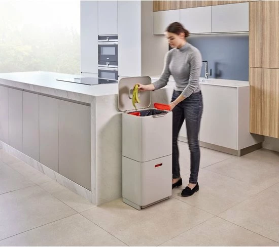 Joseph Joseph Intelligent Waste Prullenbak Totem 2.0 Recycler - 60 L - Stone Wit 16 Joseph Joseph Intelligent Waste Prullenbak Totem 2.0 Recycler - 60 L - Stone Wit - Afbeelding 14