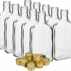 Browin 200ml Heupfles Glazen Fles Met Schroefdop, 10stuks - Glazenflesje Drupke