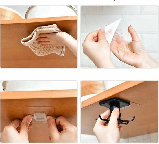 Merkloos Keuken-organizer- Haken- Roterend- Keukengerei-houder- Lepels- Zelfklevend- Zwart- 2 Stuks 7 Merkloos Keuken-organizer- Haken- Roterend- Keukengerei-houder- Lepels- Zelfklevend- Zwart- 2 Stuks - Afbeelding 5