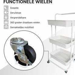 O'DADDY® Keukentrolley Op Wieltjes - Serveerwagen - Keukentrolley Wit - Verrijdbaar En Vast - 3 Lagen - 86 X 43 X 36 Cm -BISSELL-Winkel 550x502 2