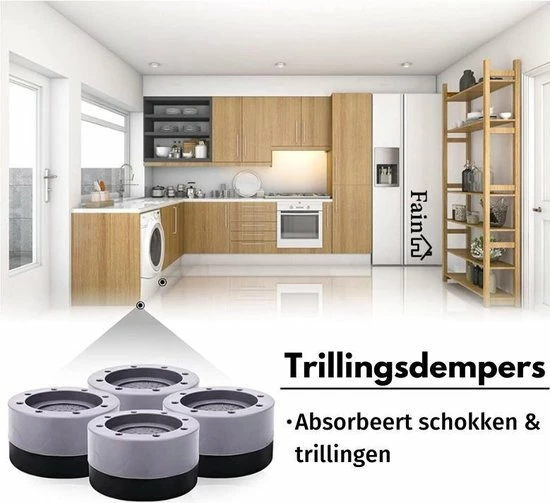 Fain Luxe Trillingsdempers Wasmachine – Set Van 4 Stuks – Grijs - Extra Dik - Voetjes Wasmachine & Droger - Wasmachine Demper – Anti Trillings / Vibratie Dempers Pads – Antislip Rubber – Trillingsmat – Antislipmat - Schokdempers Wasmachine 9 Fain Luxe Trillingsdempers Wasmachine – Set Van 4 Stuks – Grijs - Extra Dik - Voetjes Wasmachine & Droger - Wasmachine Demper – Anti Trillings / Vibratie Dempers Pads – Antislip Rubber – Trillingsmat – Antislipmat - Schokdempers Wasmachine - Afbeelding 7