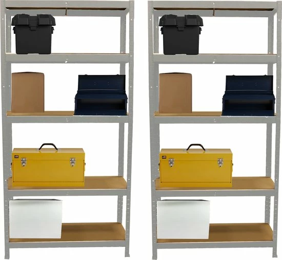 ERRO Metalen Opbergrek/Stellingkast Met 5 Legborden - 175kg Draagkracht Per Plank - 2 Stuks 7 ERRO Metalen Opbergrek/Stellingkast Met 5 Legborden - 175kg Draagkracht Per Plank - 2 Stuks - Afbeelding 5