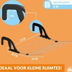 UITKLAPBAAR BALKONDROOGREK Noah – Geschikt Voor Balustrades En Radiatoren/ Verwarmingen – 8 Meter Drooglengte - Uit Te Breiden Dankzij Het Uitklapbare Rooster - Compact Op Te Bergen - LaundrySpecialist® -BISSELL-Winkel 550x508 12