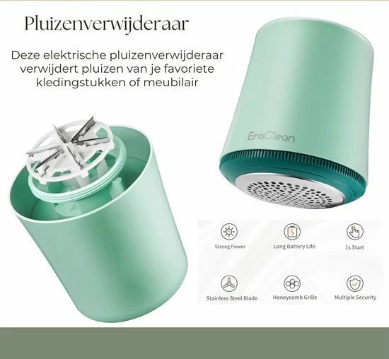 EraClean - Elektrische Pluizenverwijderaar - Ontpluizer - Pluizentondeuse - Draadloos - Oplaadbare Pluizenverwijderaar - Groen 5 EraClean - Elektrische Pluizenverwijderaar - Ontpluizer - Pluizentondeuse - Draadloos - Oplaadbare Pluizenverwijderaar - Groen - Afbeelding 3