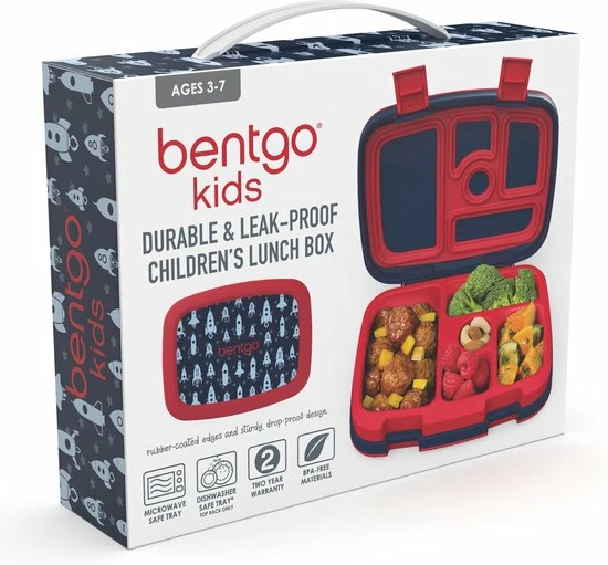 Bentgo Kids Lunchbox - Lekvrije Bento Box – Broodtrommel Kinderen Met 5 Compartimenten – Brooddoos Voor Warm En Koud Eten – Raket Print 6 Bentgo Kids Lunchbox - Lekvrije Bento Box – Broodtrommel Kinderen Met 5 Compartimenten – Brooddoos Voor Warm En Koud Eten – Raket Print - Afbeelding 4
