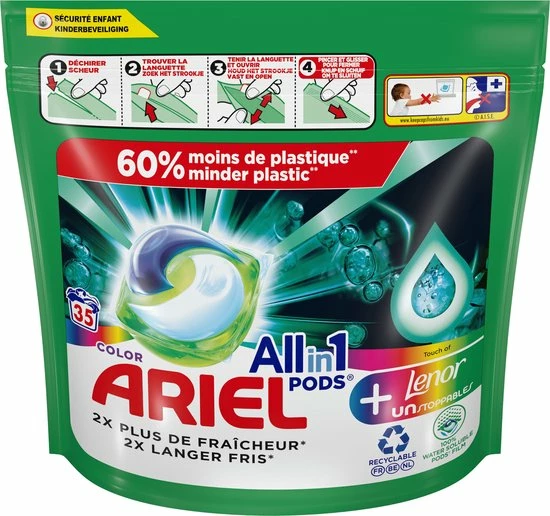 Ariel All In 1 Wasmiddel Pods + Touch Van Lenor Unstoppables - Wascapsules - Voordeelverpakking - 3 X 35 Wasbeurten 8 Ariel All In 1 Wasmiddel Pods + Touch Van Lenor Unstoppables - Wascapsules - Voordeelverpakking - 3 X 35 Wasbeurten - Afbeelding 6