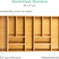 Grote Bestekbak Bamboe 81x47CM - Coninx Besteklade - Opbergbak - Duurzaam - Bamboe - Voor Laden Vanaf 47cm Diep -BISSELL-Winkel 550x522 11
