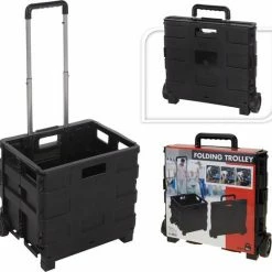H&S Collection Trolley Met Vouwkrat / Boodschappenkrat | Inklapbaar | 30L