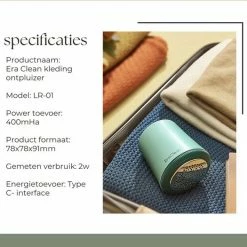 EraClean - Elektrische Pluizenverwijderaar - Ontpluizer - Pluizentondeuse - Draadloos - Oplaadbare Pluizenverwijderaar - Groen 16 EraClean - Elektrische Pluizenverwijderaar - Ontpluizer - Pluizentondeuse - Draadloos - Oplaadbare Pluizenverwijderaar - Groen -BISSELL-Winkel 550x525 1