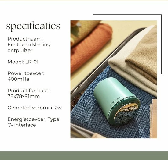 EraClean - Elektrische Pluizenverwijderaar - Ontpluizer - Pluizentondeuse - Draadloos - Oplaadbare Pluizenverwijderaar - Groen 8 EraClean - Elektrische Pluizenverwijderaar - Ontpluizer - Pluizentondeuse - Draadloos - Oplaadbare Pluizenverwijderaar - Groen - Afbeelding 6