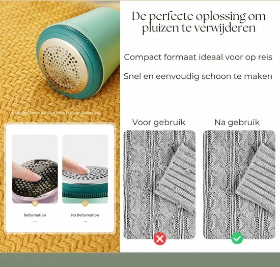 EraClean - Elektrische Pluizenverwijderaar - Ontpluizer - Pluizentondeuse - Draadloos - Oplaadbare Pluizenverwijderaar - Groen 7 EraClean - Elektrische Pluizenverwijderaar - Ontpluizer - Pluizentondeuse - Draadloos - Oplaadbare Pluizenverwijderaar - Groen - Afbeelding 5