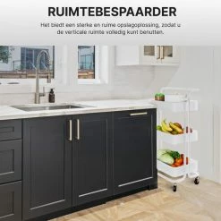 O'DADDY® Keukentrolley Op Wieltjes - Serveerwagen - Keukentrolley Wit - Verrijdbaar En Vast - 3 Lagen - 86 X 43 X 36 Cm -BISSELL-Winkel 550x528 5