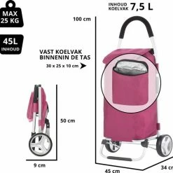 ShoppingCruiser® ‘Foldable’ Boodschappentrolley | Opvouwbare Boodschappenwagen |Afneembare Boodschappentas | Koelvak | Fuchsia -BISSELL-Winkel 550x534 10