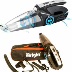 IBright Krachtige Kruimelzuiger Snoerloos - Oplaadbare Nat En Droog Kruimelzuiger - Incl. Zaklamp En Opbergtas - Zwart