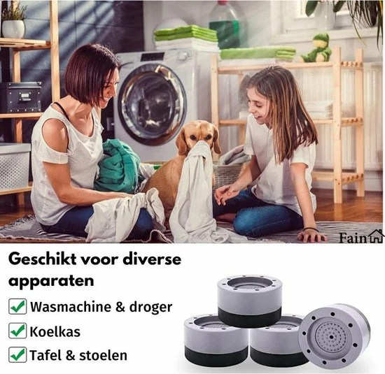 Fain Luxe Trillingsdempers Wasmachine – Set Van 4 Stuks – Grijs - Extra Dik - Voetjes Wasmachine & Droger - Wasmachine Demper – Anti Trillings / Vibratie Dempers Pads – Antislip Rubber – Trillingsmat – Antislipmat - Schokdempers Wasmachine 7 Fain Luxe Trillingsdempers Wasmachine – Set Van 4 Stuks – Grijs - Extra Dik - Voetjes Wasmachine & Droger - Wasmachine Demper – Anti Trillings / Vibratie Dempers Pads – Antislip Rubber – Trillingsmat – Antislipmat - Schokdempers Wasmachine - Afbeelding 5