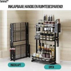 TammaT - Kruidenrek - Kruidenrek Staand - Inklapbare Keukenrek - 2-laags 35x21x38,5CM - Keuken Organizer - Aanrecht Organizer - Keuken Opslag - Roestvrij Staal - Opbergrek - Keuken Organizers - Roestvrij En Krasvrij -BISSELL-Winkel 550x536 4