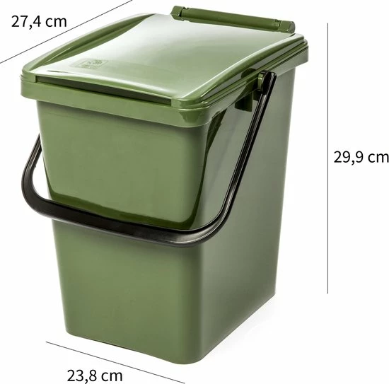 Kliko Afvalbak - 10 Liter - Groen - Met Deksel - GFT - Afval Scheiden - 30 Cm Hoog - 10 L 4 Kliko Afvalbak - 10 Liter - Groen - Met Deksel - GFT - Afval Scheiden - 30 Cm Hoog - 10 L - Afbeelding 2