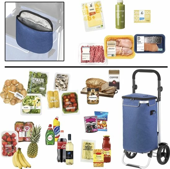 Shoppingcruiser ® ‘Allround’ Boodschappentrolley | Boodschappenwagen Met Koelvak | Afneembare Schoudertas | Waterafstotend | Blauw 9 Shoppingcruiser ® ‘Allround’ Boodschappentrolley | Boodschappenwagen Met Koelvak | Afneembare Schoudertas | Waterafstotend | Blauw - Afbeelding 7