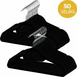 LifeGoods Kledinghangers - 50 Stuks - Broeklat - Velvet - Lichtbruin