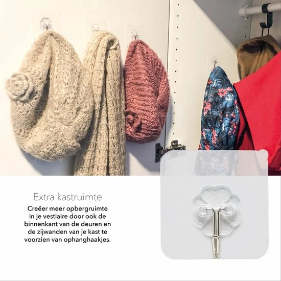 Livono Zelfklevende Ophanghaken- 8 Stuks Zelfklevende Transparant Haakjes - Haken - Badkamer Accessoires - Hanger - Handdoek Haakjes - Zelfklevend - Ophangsysteem - Keuken - Haakjes Ophang 6 Livono Zelfklevende Ophanghaken- 8 Stuks Zelfklevende Transparant Haakjes - Haken - Badkamer Accessoires - Hanger - Handdoek Haakjes - Zelfklevend - Ophangsysteem - Keuken - Haakjes Ophang - Afbeelding 4