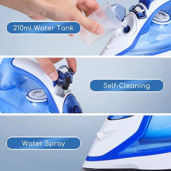 Aigostar Smooth 31RSN - Stoomstrijkijzer - 2400W - Blauw/Wit 5 Aigostar Smooth 31RSN - Stoomstrijkijzer - 2400W - Blauw/Wit - Afbeelding 3