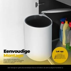 Eleganca Afvalbak 13L - Uittrekbare Prullenbak - Inbouw Afvalemmer - Wit - B28.5xD28.5xH34cm -BISSELL-Winkel 550x550 1094