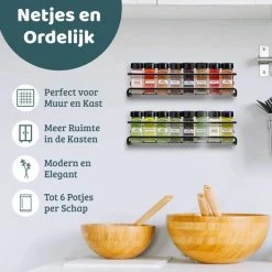 Mmoods Kruidenrek Ophangbaar Zonder Boren - 4 Laags Voor 24 Kruidenpotjes - Speciaal Voor Muur, Wandkast, Kastdeur - Hangende Kruidenorganizer Keuken - Keukenaccessoires -BISSELL-Winkel 550x550 128