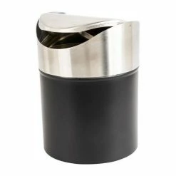 Merkloos Tafelafvalbakje | Matte Zwart |RVS |12x12x16,5CM | 1.5L | Prullenbakje Voor Op Tafel | Tafelprullenbak