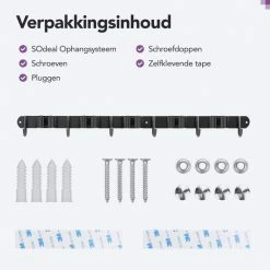 SODEAL Luxe Bezem Ophangsysteem - Bezemhouder - Opbergsysteem - Ophanghaken - Tuingereedschap - Gereedschap Opbergen - Zwart -BISSELL-Winkel 550x550 207