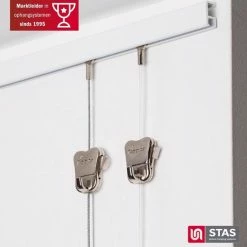 STAS Picture Hanging Systems STAS Schilderijrail - Ophangsysteem Schilderijen / Fotolijsten / Poster - Ophangrails - Zonder Boren - Ophanghaak - Ophangrek - Schilderijrail - Minirail - Wit -150 Cm - Complete Kit