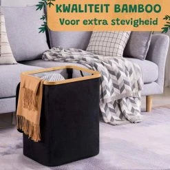 BrandtBergkamp Opvouwbare Wasmand Met Deksel – Wassorteerder – Wasmanden – Wasmand Bamboe – Zwart - 60Liter -BISSELL-Winkel 550x550 28