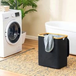 BrandtBergkamp Opvouwbare Wasmand Met Deksel – Wassorteerder – Wasmanden – Wasmand Bamboe – Zwart - 60Liter -BISSELL-Winkel 550x550 31