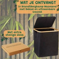 BrandtBergkamp Opvouwbare Wasmand Met Deksel – Wassorteerder – Wasmanden – Wasmand Bamboe – Zwart - 60Liter -BISSELL-Winkel 550x550 32