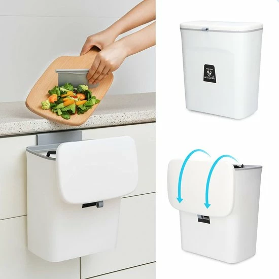 Mr. Green Mind 9L Prullenbak – Hangen Of Staan – Aanrecht Afvalbakje – GFT Afvalbak – Wit - Goed Sluitende Deksel - Geen Geur En Fruitvliegen - Afvalscheiding 12 Mr. Green Mind 9L Prullenbak – Hangen Of Staan – Aanrecht Afvalbakje – GFT Afvalbak – Wit - Goed Sluitende Deksel - Geen Geur En Fruitvliegen - Afvalscheiding - Afbeelding 10