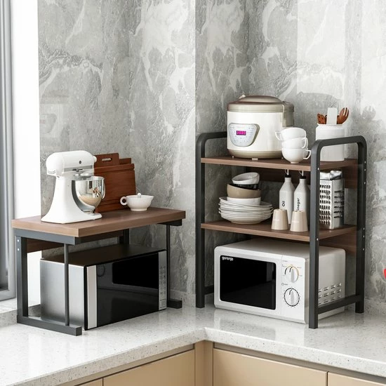 Spieringstore® Magnetronkast – Magnetronrek - Keuken Organizer – Ovenkast – Keukenrek – Keukenkast – 35 X 54 X 36 Cm - Donker Hout 4 Spieringstore® Magnetronkast – Magnetronrek - Keuken Organizer – Ovenkast – Keukenrek – Keukenkast – 35 X 54 X 36 Cm - Donker Hout - Afbeelding 2