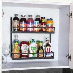 Spice Rack Wandmontage,Kruidenrek Met 5 Niveaus In Hoogte Verstelbare Kruidenorganizer Plank Opslag Voor Keukenkastdeur, Tweeërlei Gebruik Kruidenhouder Met Haken, Zwart Patent In Afwachting -BISSELL-Winkel 550x550 399