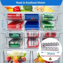 Buxibo - Frisdrankblik Organizer/Dispenser - Blikjes Storage - Container Voor Koelkast, Keuken, Kasten, Voorraadkast -Transparant -BISSELL-Winkel 550x550 406