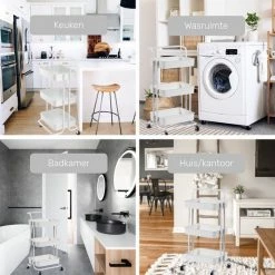 O'DADDY® Keukentrolley Op Wieltjes - Serveerwagen - Keukentrolley Wit - Verrijdbaar En Vast - 3 Lagen - 86 X 43 X 36 Cm -BISSELL-Winkel 550x550 419