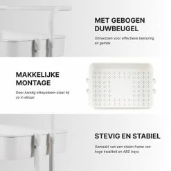 O'DADDY® Keukentrolley Op Wieltjes - Serveerwagen - Keukentrolley Wit - Verrijdbaar En Vast - 3 Lagen - 86 X 43 X 36 Cm -BISSELL-Winkel 550x550 421