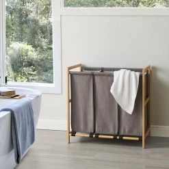 ACAZA Wasmand - Wassorteerder Met 3 Vakken - Stof / Bamboe - Grijs -BISSELL-Winkel 550x550 473