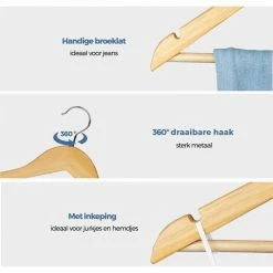 LifeGoods Kledinghangers - 30 Stuks - Broeklat - Hout - Lichtbruin -BISSELL-Winkel 550x550 549