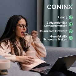 Coninx Yoghurtbeker To Go - Muesli Beker To Go - Lunchbeker - Mueslibeker 640ml (450ml+190ml) - Bruin -BISSELL-Winkel 550x550 604