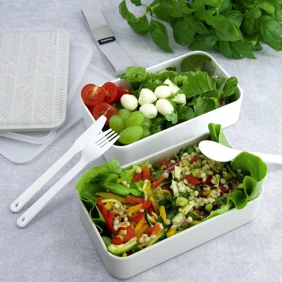 Homra Lunchbox DUALO Stripes - 2 Laags Broodtrommel - 2 Compartimenten - Lunch To Go - Duurzaam Kunststof - BPA Vrij - Lunchtrommel - Inclusief Bestek - Magnetronbestendig - Diepvriesbestendig - Vaatwasser Veilig 5 Homra Lunchbox DUALO Stripes - 2 Laags Broodtrommel - 2 Compartimenten - Lunch To Go - Duurzaam Kunststof - BPA Vrij - Lunchtrommel - Inclusief Bestek - Magnetronbestendig - Diepvriesbestendig - Vaatwasser Veilig - Afbeelding 3