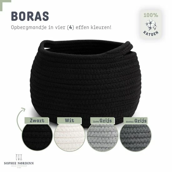 Sophie Nørdinn Mand Van Sophie Nordinn® - Opbergmand Boras (Zwart) - Mandjes Opbergen - Milieuvriendelijk Manden - Katoen 6 Sophie Nørdinn Mand Van Sophie Nordinn® - Opbergmand Boras (Zwart) - Mandjes Opbergen - Milieuvriendelijk Manden - Katoen - Afbeelding 4
