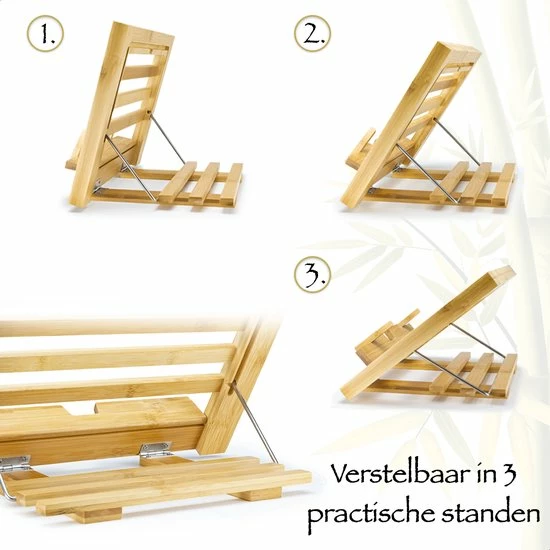 AWEMOZ Boekenstandaard Duurzaam Bamboe Hout – Boekenhouder – Kookboekstandaard Met Bladzijden Houder – Leesstandaard – Verstelbaar In 3 Standen & Inklapbaar - Boekensteun - Tablethouder - Cadeau Voor Man & Vrouw 5 AWEMOZ Boekenstandaard Duurzaam Bamboe Hout – Boekenhouder – Kookboekstandaard Met Bladzijden Houder – Leesstandaard – Verstelbaar In 3 Standen & Inklapbaar - Boekensteun - Tablethouder - Cadeau Voor Man & Vrouw - Afbeelding 3
